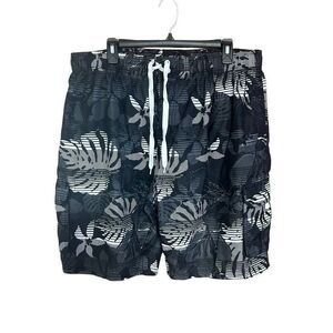 Kanu Surf XXL Swim Trunks Black White Tropical Print